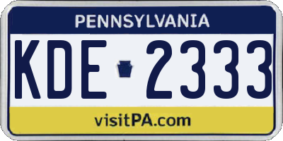 PA license plate KDE2333