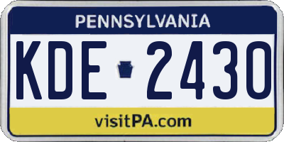 PA license plate KDE2430