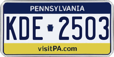 PA license plate KDE2503
