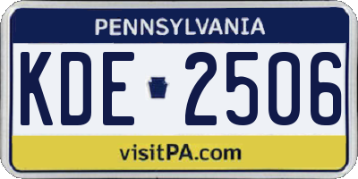PA license plate KDE2506