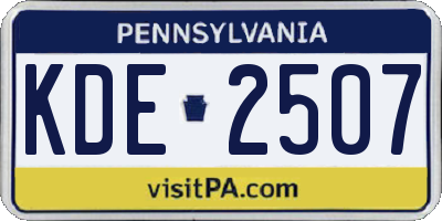 PA license plate KDE2507