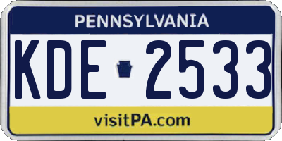 PA license plate KDE2533