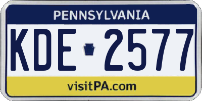 PA license plate KDE2577