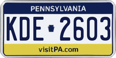 PA license plate KDE2603
