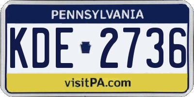 PA license plate KDE2736