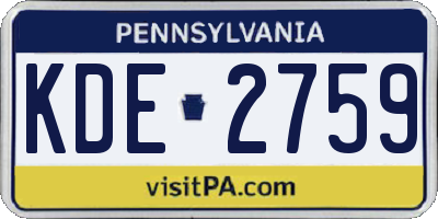 PA license plate KDE2759