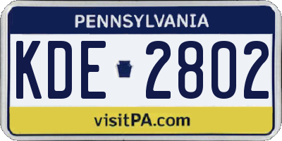 PA license plate KDE2802