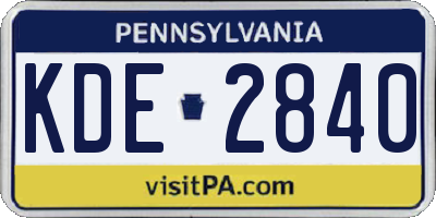 PA license plate KDE2840