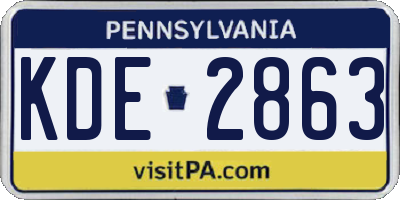 PA license plate KDE2863