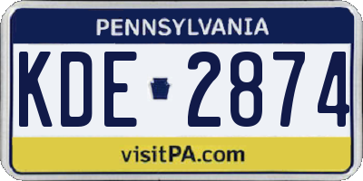 PA license plate KDE2874