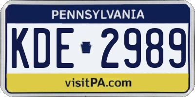PA license plate KDE2989