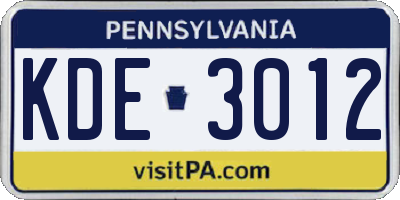 PA license plate KDE3012