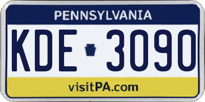 PA license plate KDE3090