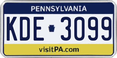 PA license plate KDE3099