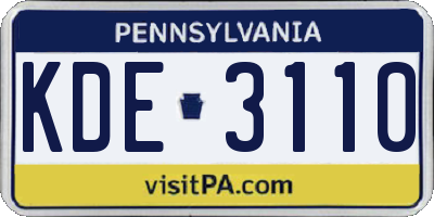 PA license plate KDE3110
