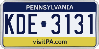 PA license plate KDE3131
