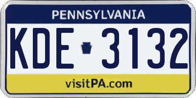 PA license plate KDE3132