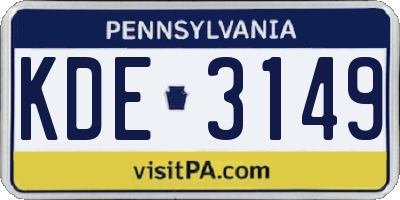 PA license plate KDE3149