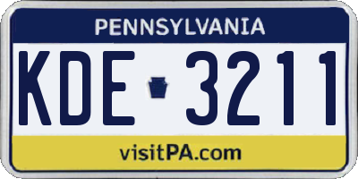 PA license plate KDE3211