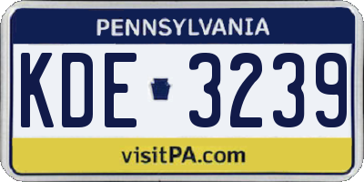 PA license plate KDE3239