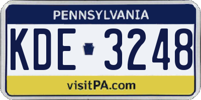 PA license plate KDE3248