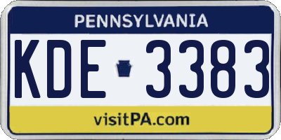 PA license plate KDE3383