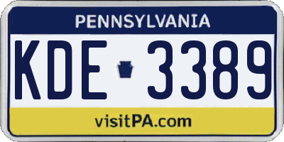 PA license plate KDE3389