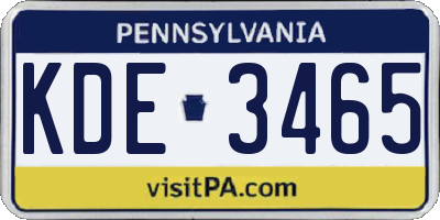 PA license plate KDE3465