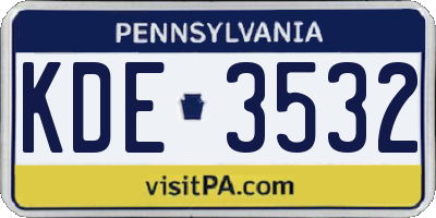 PA license plate KDE3532