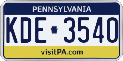 PA license plate KDE3540