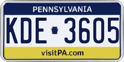 PA license plate KDE3605