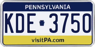 PA license plate KDE3750