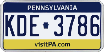 PA license plate KDE3786