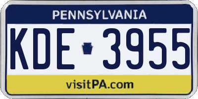 PA license plate KDE3955