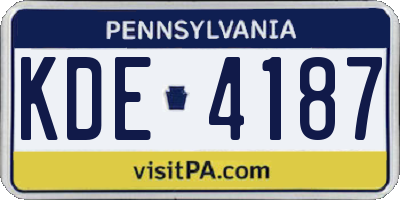 PA license plate KDE4187