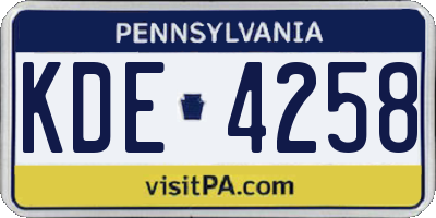 PA license plate KDE4258