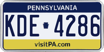 PA license plate KDE4286