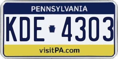 PA license plate KDE4303