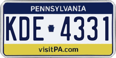 PA license plate KDE4331