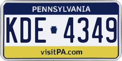 PA license plate KDE4349