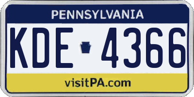 PA license plate KDE4366