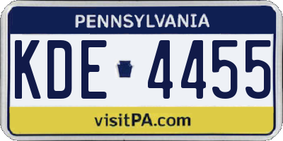 PA license plate KDE4455