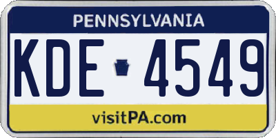 PA license plate KDE4549
