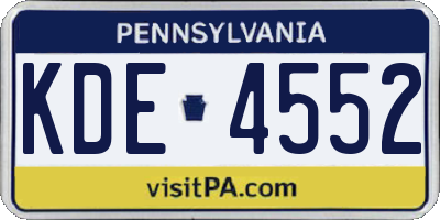 PA license plate KDE4552