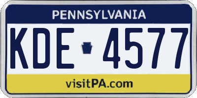 PA license plate KDE4577