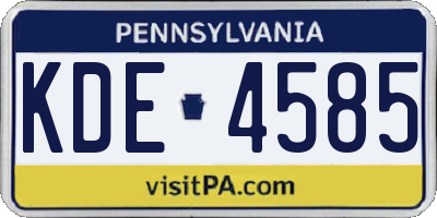 PA license plate KDE4585