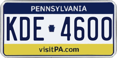 PA license plate KDE4600