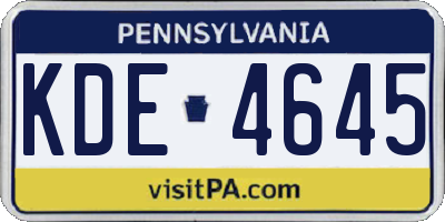 PA license plate KDE4645