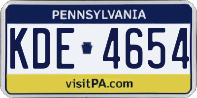 PA license plate KDE4654