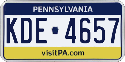 PA license plate KDE4657